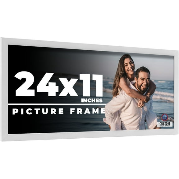 24x11 Frame White Solid Wood Picture Frame Includes UV Acrylic Shatter Guard Front, Acid Free Foam