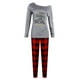 thumbnail image 1 of Conjunto de pijamas de algodón Feliz Navidad para mujer, ropa de dormir, pantalones largos de celosía + pijamas con estampado navideño, ropa de mujer, pijama de talla grande, 1 of 4