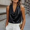thumbnail image 2 of Yigetop Halter Neck Top Womens Cowl Neck Going Out Tank Top Shirts Summer Sleeveless Dressy Blouses Cowl Neck Tops for Women Black 2XL, 2 of 4