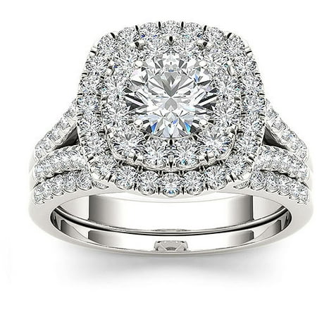 engagement ring diamond carat halo double gold 10kt walmart