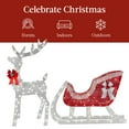 thumbnail image 4 of Best Choice Products Lighted Christmas 4ft Reindeer & Sleigh Holiday Outdoor Decor Set w/205 LED Lights, Stakes - Silver, 4 of 8