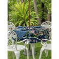 thumbnail image 3 of Outdoor Tablecloths with Umbrella Hole & Zipper, Navy Blue Flowers Round Tablecloths 60 Inch, Spring Floral Elegant Pastoral Botanical Waterproof Table Cloth, Patio/Pool/Picnic Table Covers, 3 of 8