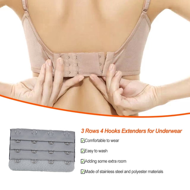 Extension Strap Bra Extenders Buckle 4 Hook Breathable Practical Rows 4 Accessories Adjustable Replacement 3 Rows Underwear silver gray