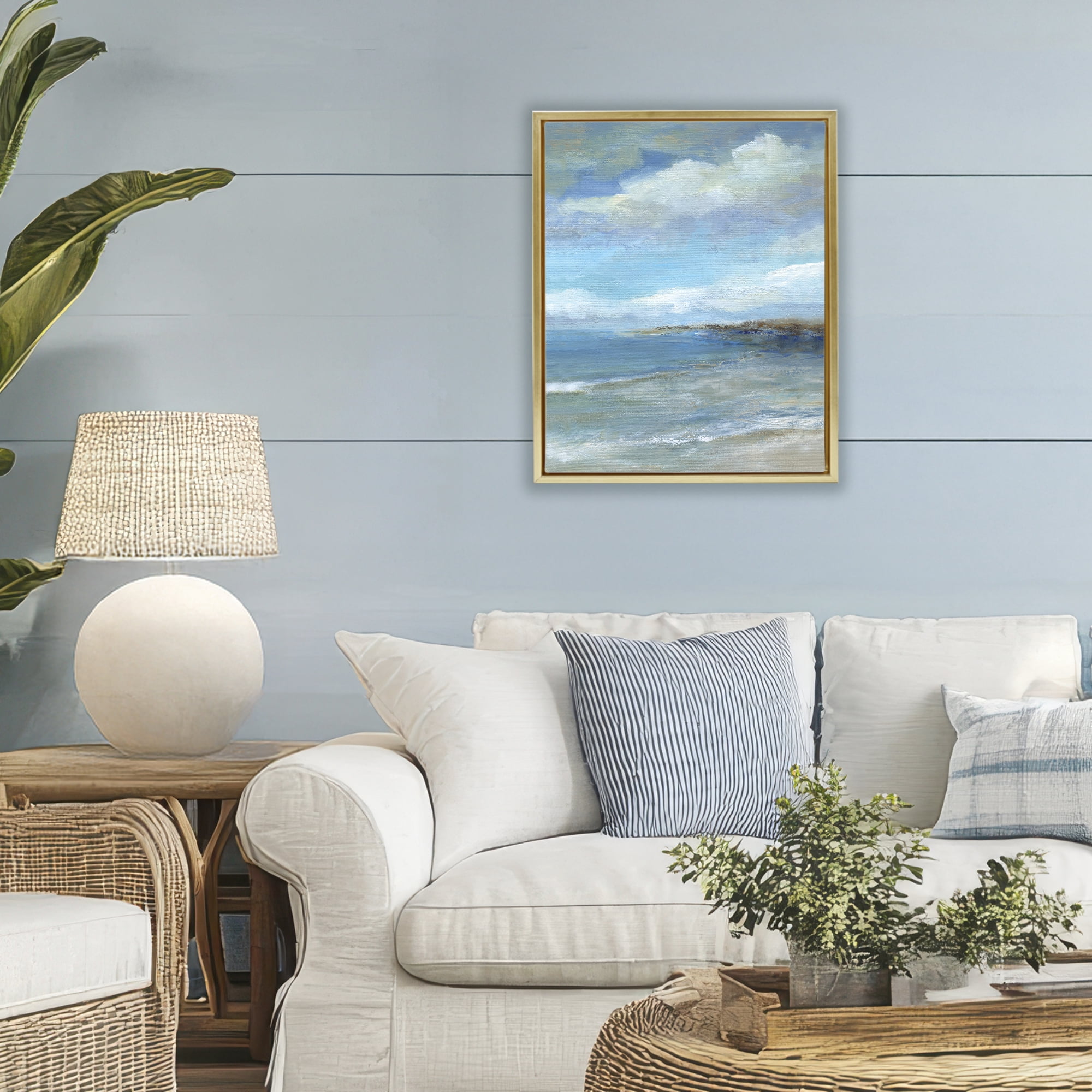 Stupell Industries Shore's Calm Breeze Gold Framed Floater Canvas Wall Art, design by Carol Robinson