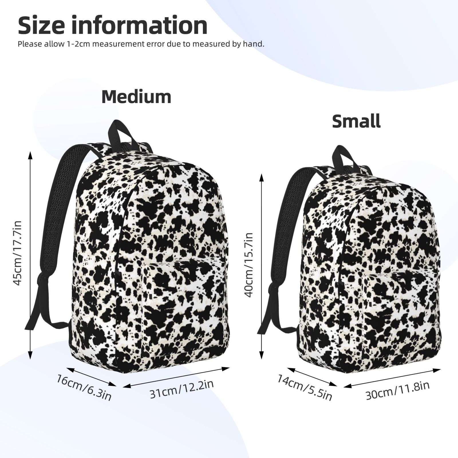 Ratiio Cow Skin 1 Print Canvas Backpack for Women & Men Retro Aesthetic Rucksack Basic Backpack for High School/College Students Travel Laptop Bag