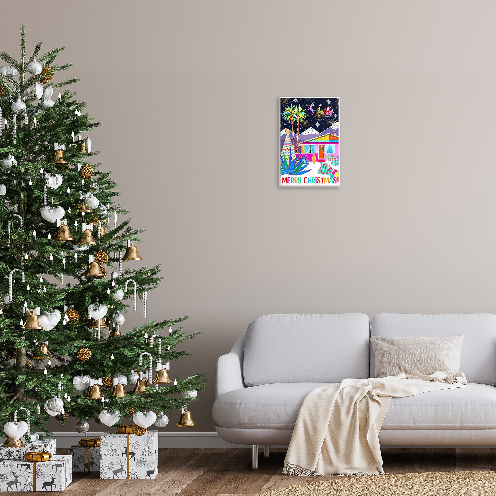 Stupell Industries Whimsical Desert Christmas Holiday Painting Unframed Art Prints Wall Art, 13 x 19