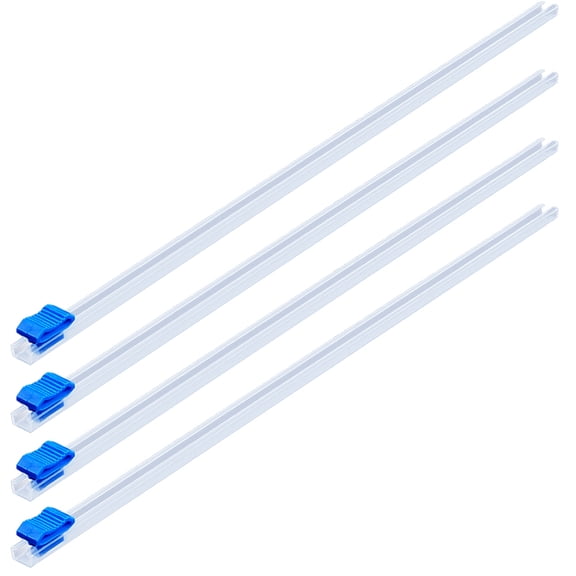 Plastic Reusable Cling Film Slide Cutter for Food Wrap Aluminum Foil and Wax Paper Film Dispenser Blue 305x8.5x6~11.5mm 4pcs/set diy