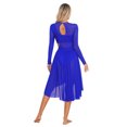 thumbnail image 4 of Doomiva Women Lyrical Dance Dress Long Sleeve Asymmetrical Hem Modern Contemporary Dance Dress Royal Blue S, 4 of 7