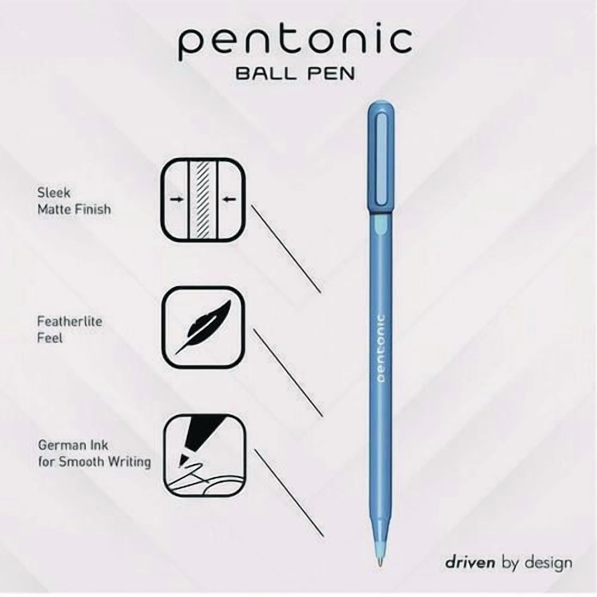 PENTONIC Gel Pen, Stick, Fine 0.7 mm, Blue Ink, Frosted Blue Barrel, 10/Pack | Bundle of 5