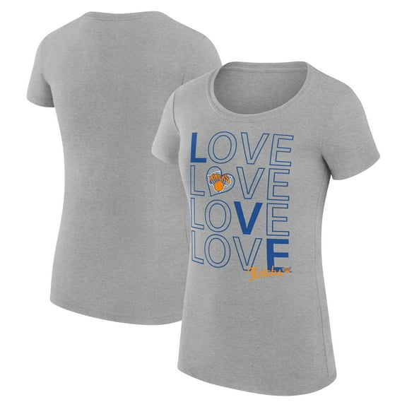 Women's G-III 4Her by Carl Banks Heather Gray New York Knicks Super-Slim Fit Lightweight Basketball Love T-Shirt