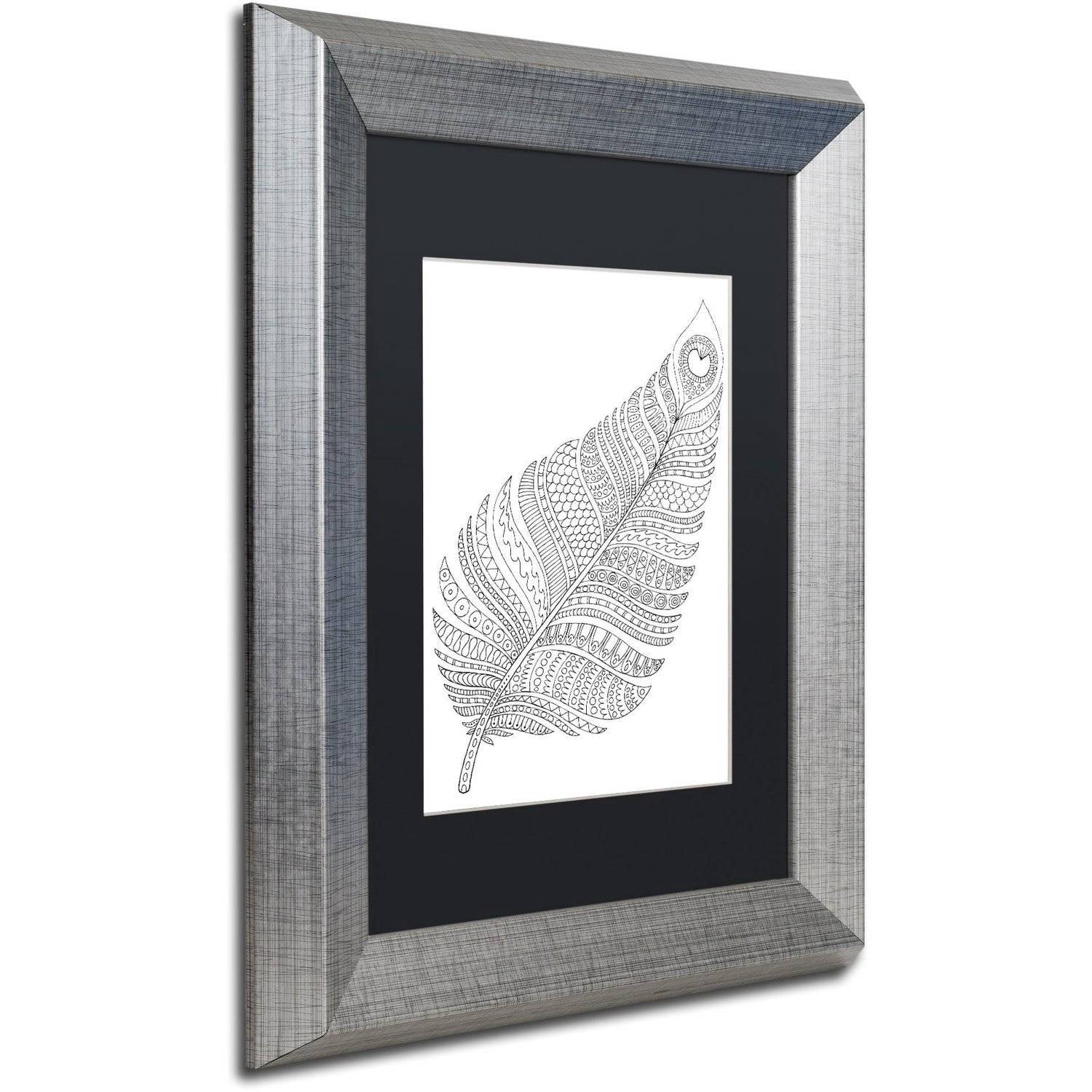 Trademark Fine Art "Single Feather" Canvas Art by Hello Angel, Black Matte, Silver Frame