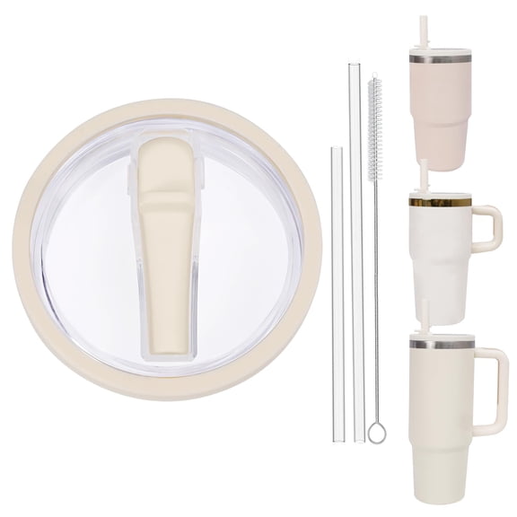 tumbler replacement lid, leak proof straw lid for 20oz and 30oz , secure fit and stylish design, cream beige