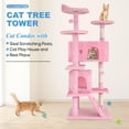 thumbnail image 3 of VibrantEcho Cat Tree 54in Cat Tower Multi-Level Durable Cat Scratching Post & Cozy Fun Cat Jumping Platform Space Saving Cat Condo Pet Play House for Indoor Cats,Pink, 3 of 14