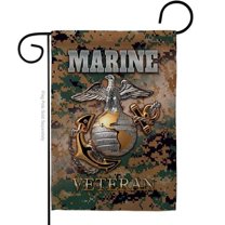 Breeze Decor G158424-BO US Marine Veteran Garden Flag Armed Forces Corps 13 x 18.5 in. Double-Sided Decorative Vertical Flags for House Decoration Banner Yard Gift
