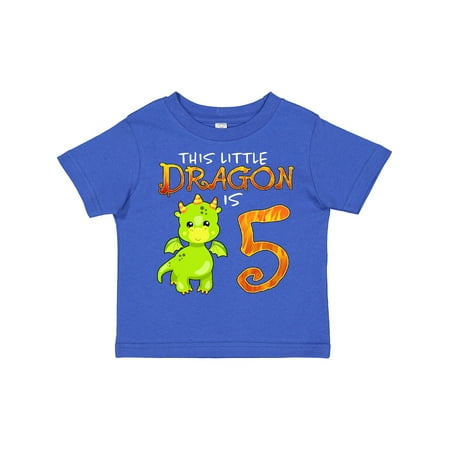 

Inktastic Dragon 5th Birthday- Turning Five Gift Toddler Boy or Toddler Girl T-Shirt