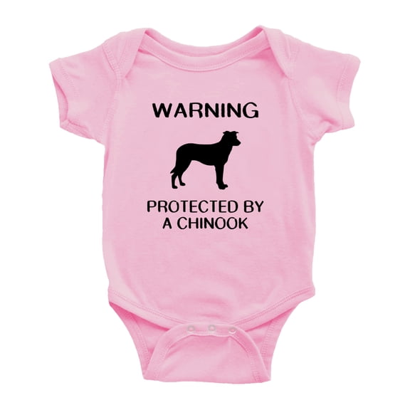 Warning: Protected by A Chinook Dog Funny Baby Rompers Infant Clothes (Pink,12-18 Months)