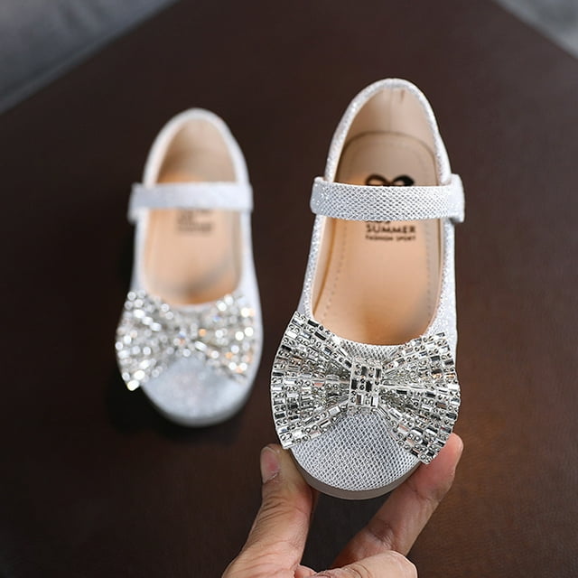 RXIRUCGD Chaussures QK-3儿童女童亮片大レ蝶ΣΣ∂reads公主 HomeCentric子 银色 30