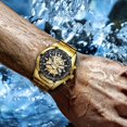 thumbnail image 2 of VIGOROSO Men's Automatic Mechanical Wrist Watch Skeleton Gold Stainless Steel Watch, 2 of 13