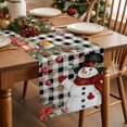 thumbnail image 2 of Christmas Plaid Table Runner 70 Inch Long Dresser Scarves Cotton Linen Tablerunners Black Snowman Xmas Tree Snowflake Buffalo Dining Kitchen Burlap Table Setting Decor for Party Holiday, 13"x70", 2 of 6