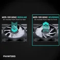 thumbnail image 3 of Phanteks M25-120 Gen2 Reversed Blade Triple Pack, 3x 120mm ARGB High Performance Cooling Fans, Daisy-chain Unified Fan Frame, Infinity Mirror hub, single cable connection, Black, 3 of 7
