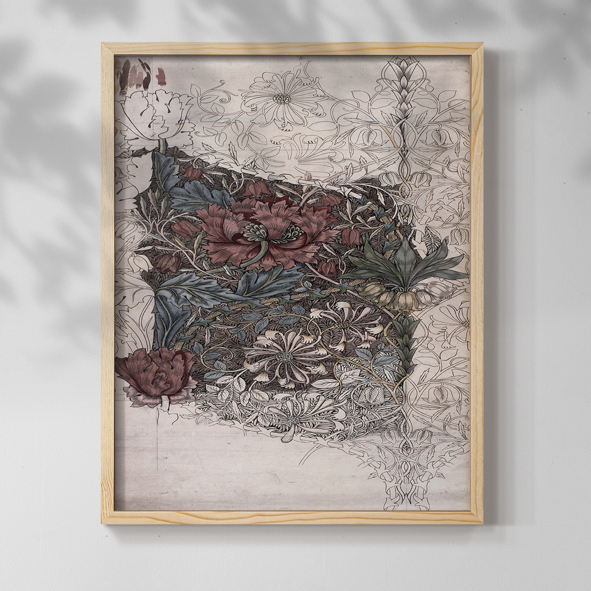 Vintage Abstract Print CXXXIV - 14in. x 11in. Vintage Framed Print in Natural Wood Frame