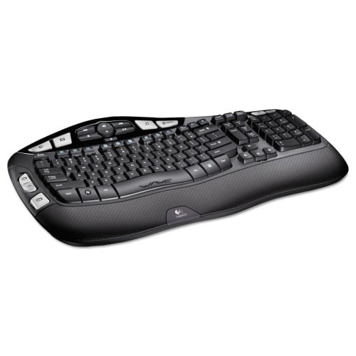 Logitech K350 Ergonomic Cordless Computer Wireless Keyboard, Black