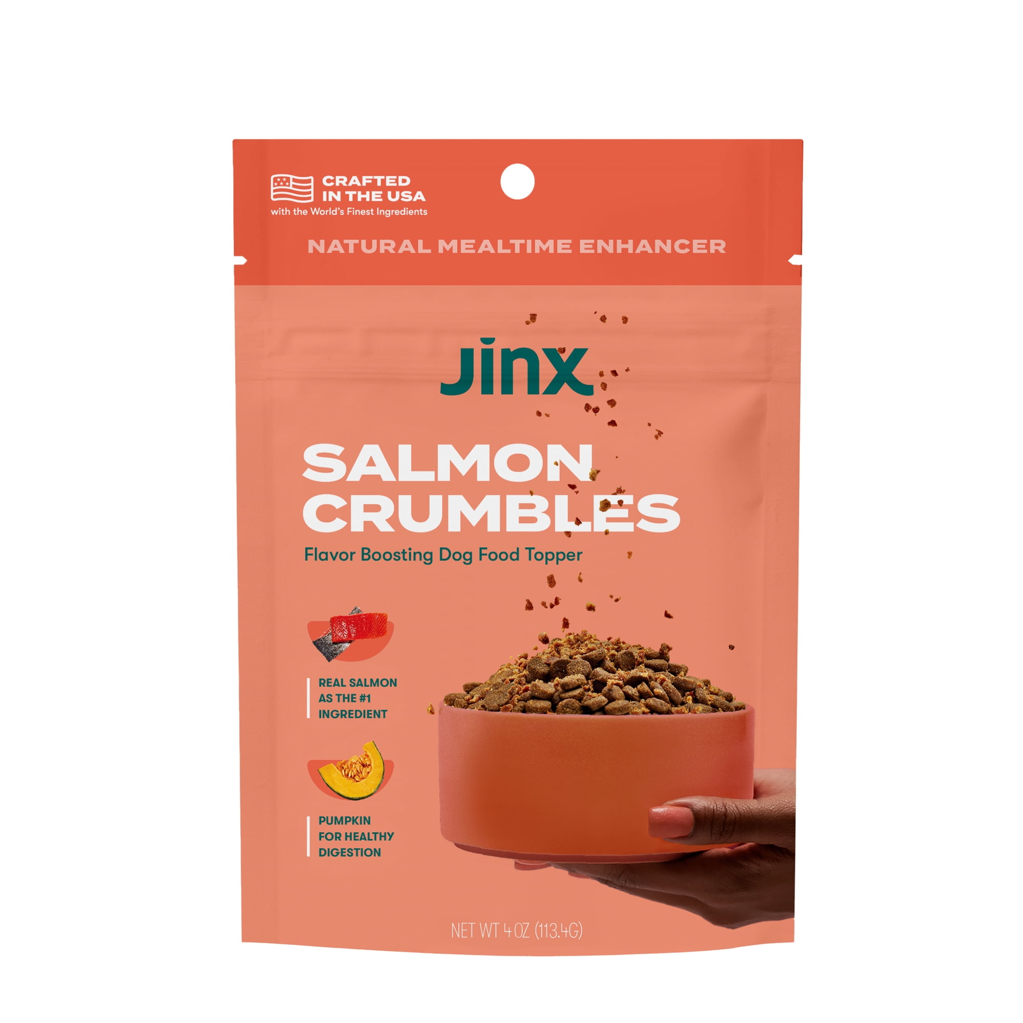 (6 pack) Jinx Crumbles Salmon Recipe Flavor-Boosting Natural Dog Food Topper, 4 oz Bag