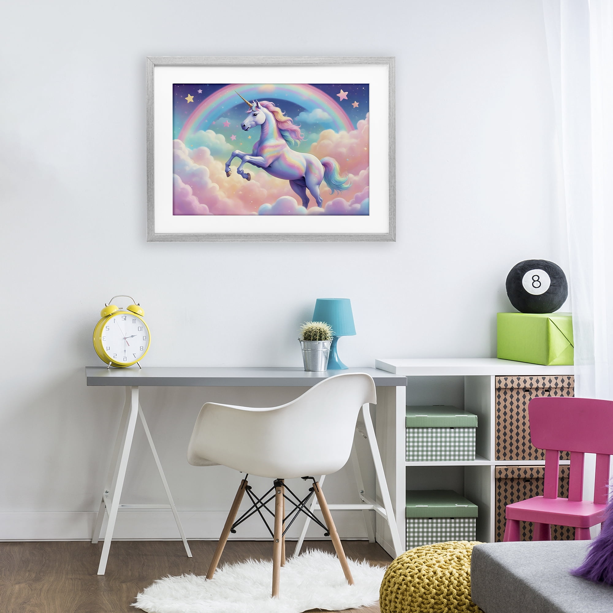 Stupell Industries Colorful Galaxy Unicorn Gray Framed Print Under Glass, design by Creative Studio