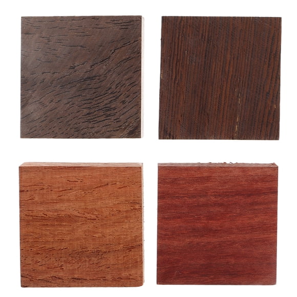 KAKOWELY exotic wood blanks 4pcs Exotic Wood Blanks For Ring Making Diy Woodturning Craft Supplies Square Wooden Pieces For Custom Jewelry Pens And Small Projects