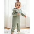 thumbnail image 5 of Rovasas Baby Girl Romper Floral Embroidery Lace Ruffled Long Sleeve Jumpsuit, 5 of 9