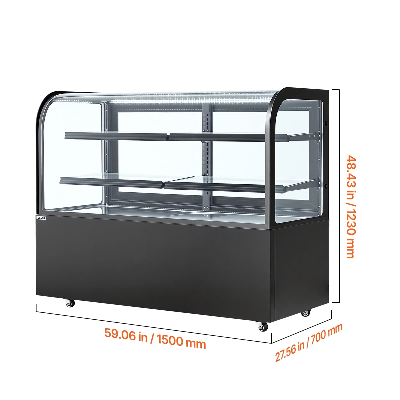 VEVOR Refrigerated Display Case, 17.6 Cu.Ft./550L Large Pastry Display Case, 2-Tier Commercial Cake Refrigerator with LED Lighting, TURBO Cooling, Frost-Free Air-Cooling, for Bakery, Dessert Shop