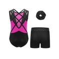 thumbnail image 2 of TTAO Kids Girls Glitter Rhinestone Sleeveless Gymnastics Leotard Ballet Dance Biketard Unitard with Shorts Hairband Set Hot Pink 9-10, 2 of 2