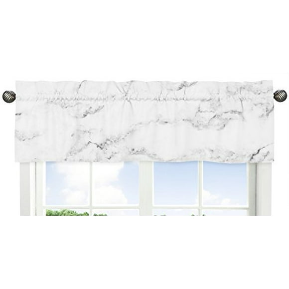 Sweet Jojo Designs Window Treatment Valance for Modern Grey, Black and White Marble Collection