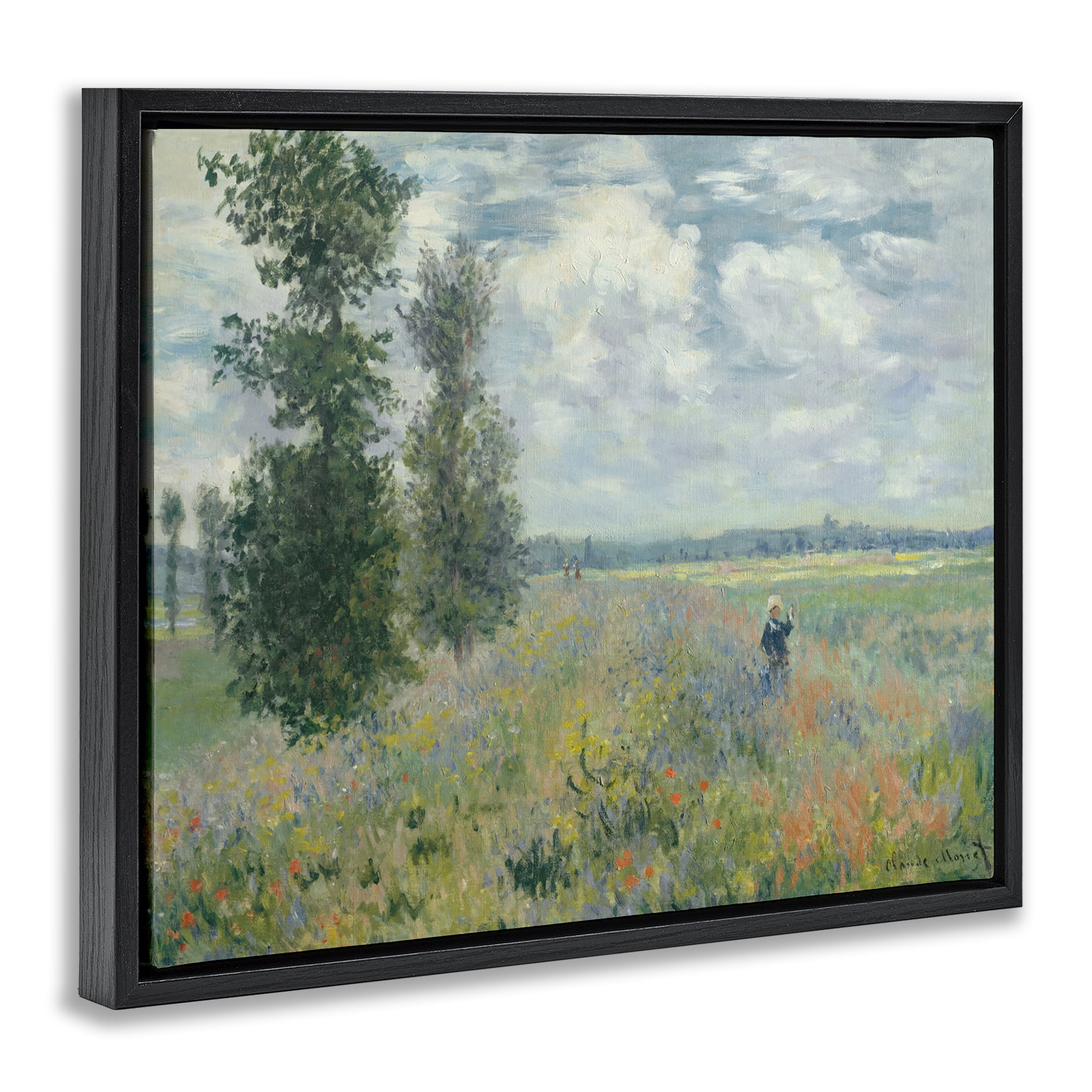 Stupell Industries Classic Poppy Field Near Argenteuil Landscape & Nature Painting Black Floater Framed Canvas Art Print Wall Art, 21 x 17