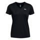 thumbnail image 2 of Camiseta Under Armour Tech para mujer, manga corta, cuello en V, negro/blanco, 2 of 3