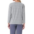 thumbnail image 3 of Camisetas de pijama para mujeres INSPIRE CHIC, camisetas de dormir de algodón con estampado a rayas, de manga larga, cuello redondo, blusas de lounge, M, a rayas grises, 3 of 6