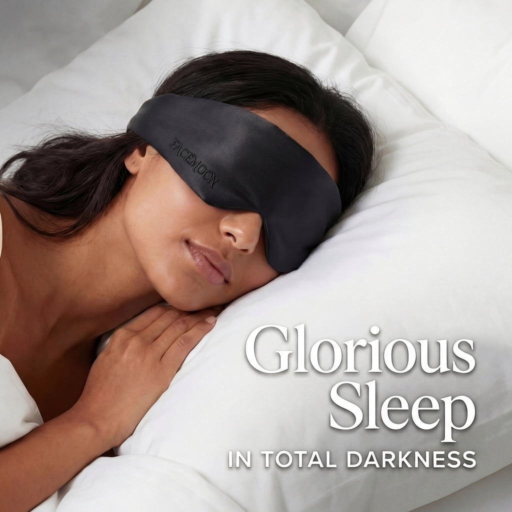 FACEMOON Mulberry Silk Sleep Mask, Adjustable Strap, Blackout for Sleep, Yoga