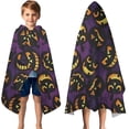 thumbnail image 3 of Jack Olantern Halloween Pattern Hooded Bath Towel，50"x30" for Ages 3 To 12 Kids, Quick Dry Lightweight Soft Microfiber Hood Beach Towel Cover Up for Kids, 3 of 7