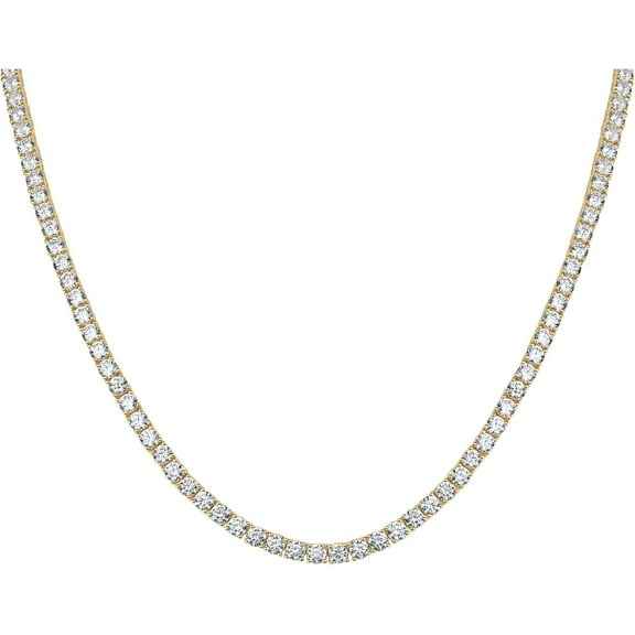 Tilga 14K Gold Plated Tennis Necklace for Women | 3mm Cubic Zirconia Dainty Gold Tennis Necklaces | Simulated Diamond Tennis Chain in 15" or 18" Length | Trendy Fashion Jewelry
