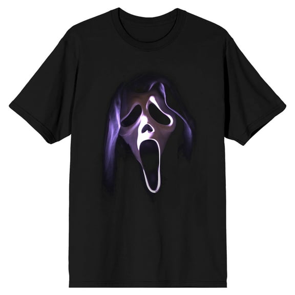 Ghostface White Mask in Hood Men's Black Graphic Tee-Medium