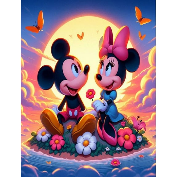 Mickey and Minnie Diamond Art Painting Kits, Diamond Art, Full Drill 5d Diamond Dots Kits Gem Art for Adults Wall Home Decor(12"x16")