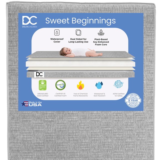 Delta Children Sweet Beginnings Mattress for Toddler Bed, Baby Crib or