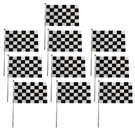 Masteelf  10 Pcs Checkered Flag Flags with Sticks Race Car Picks Baby