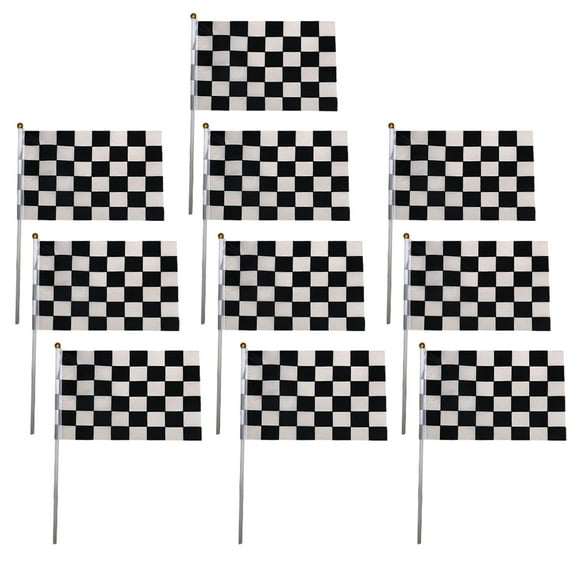 Masteelf  10 Pcs Checkered Flag Flags with Sticks Race Car Picks Baby