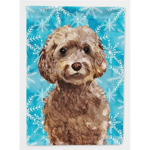 Carolines Treasures BB9444CHF Brown Cockapoo Winter Flag Canvas House
