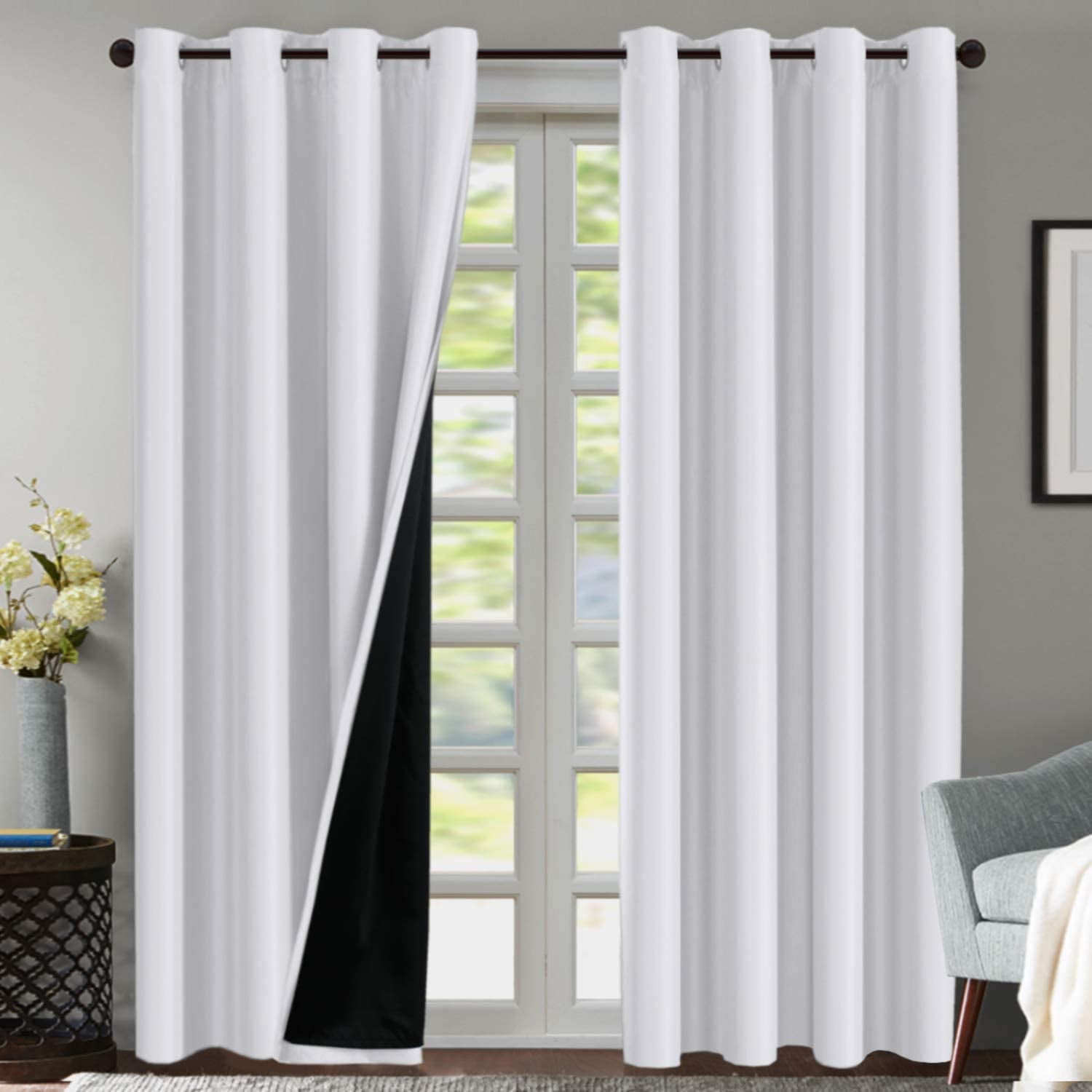 Double Layer 100 Blackout Curtains For Bedroom 96 Inches Long Thermal Insulated Lined Curtains For Living Room Full Light Blocking Energy Saving Grommet Drapes Draperies Double Layer 100 Blackout Curtains For Bedroom 96 Inches Long Thermal Insulated Lined Curtains For Living Room Full Light Blocking Energy Saving Grommet Drapes Draperies