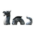 thumbnail image 3 of Escultura de dragón de tres secciones, adorno artesanal para paisajismo, ideal para patio y jardín. Negro, 3 of 8