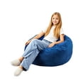 thumbnail image 1 of Sillón Puff VEVOR, redondo de 90 cm con funda extraíble y lavable, relleno de espuma viscoelástica 25D y terciopelo holandes suave, ideal para dormitorio o sala de juegos, color azul., 1 of 9
