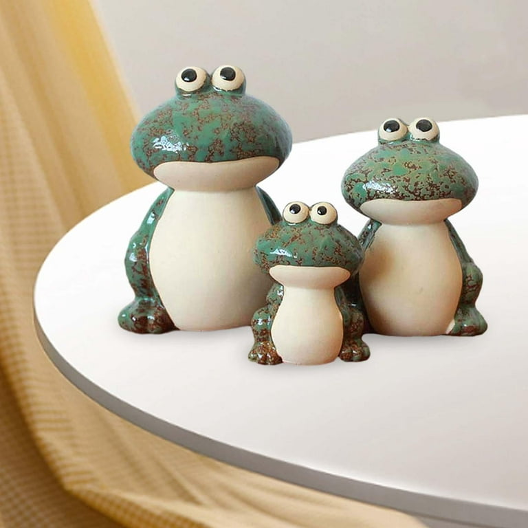 3 Pieces Frog Statue Sculpture Figurines Modern Collection Ceramic  Miniature Frog Ornament for Living Room Tabletop Tearoom