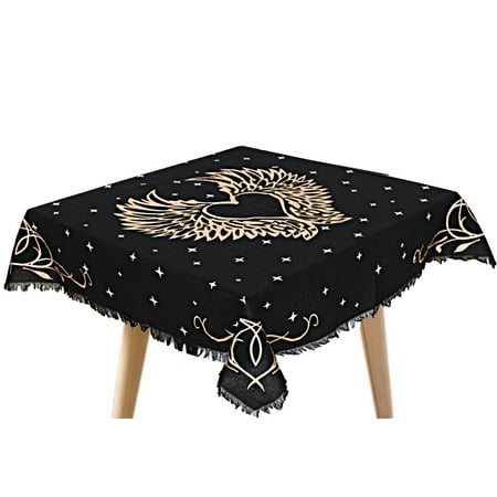 

THE ART BOX Altar Cloth Tarot Cards Table Napkins Witchcraft Supplies Black Gold Tablecloth Square Spiritual Celestial Deck Cloth With Fringes Angel Wings 24X24 Inches